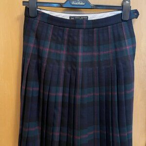Navy/Green/Pink Pleated Skirt